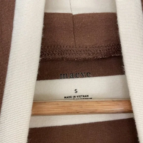 Anthropologie Maeve Classic Brown Stripe Turtleneck Tee Size Small - Picture 3 of 5